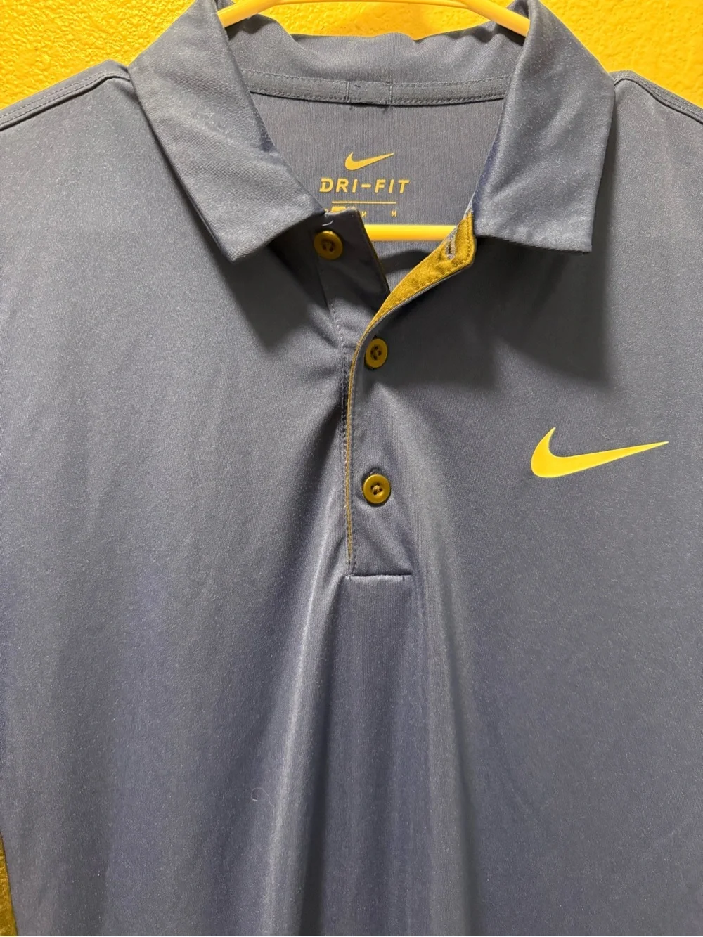 Nike Dri-Fit Blue Polo with Black Side Panels and Accent Trim. Men’s Size Medium